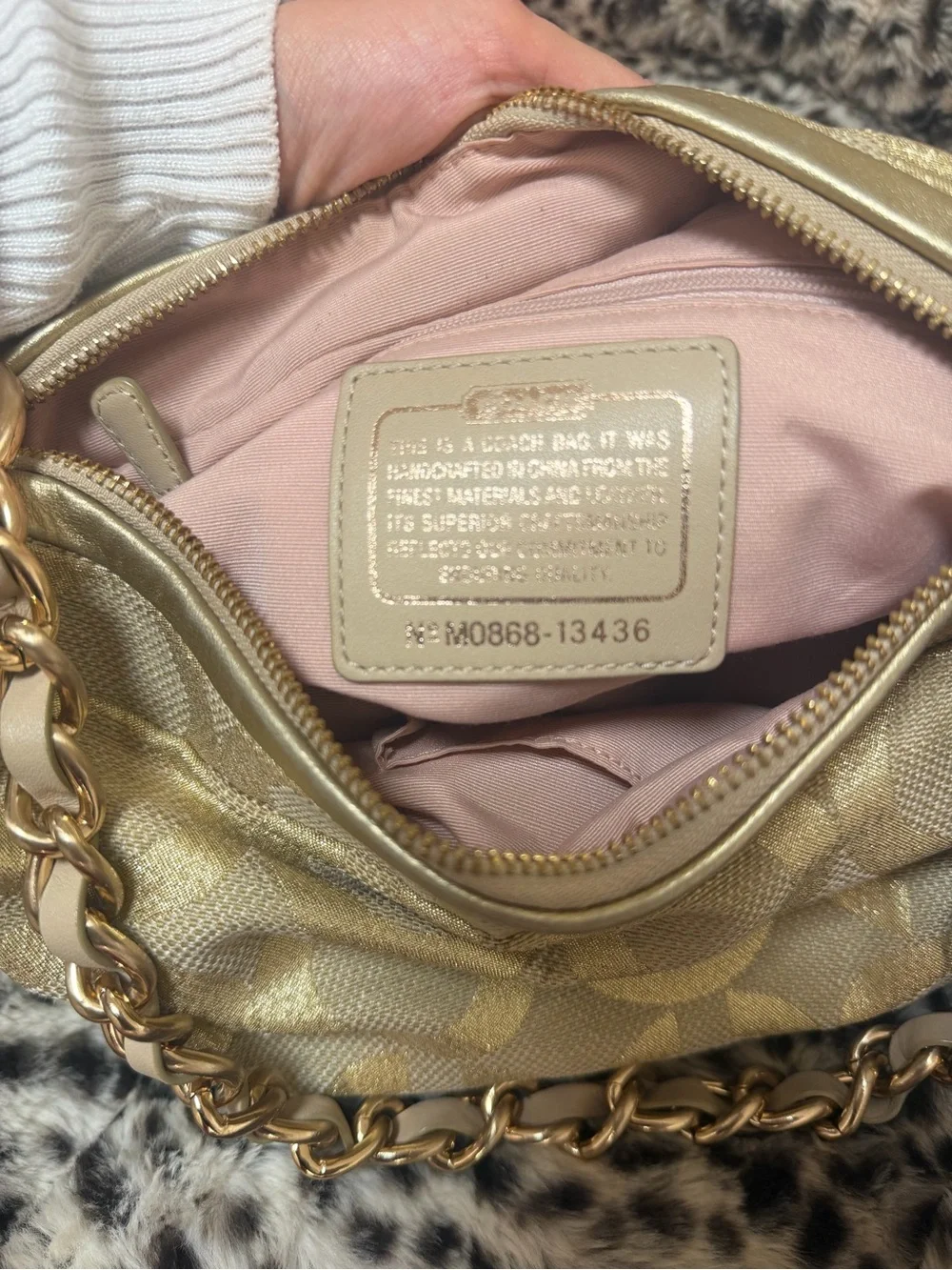 Coach Gold Patterned Women's Shoulder Bag